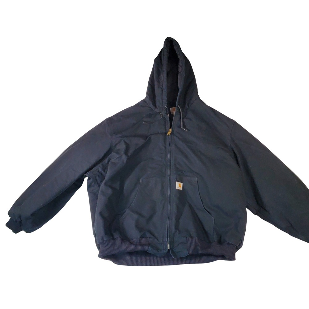 Carhartt J140 Duck Active Jacket Mens 3XL Black Quilted Flannel Lined USA Made